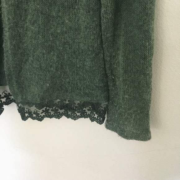 Emerald Green Crochet Wool Cardigan Made in Italy - Picture 3 of 6